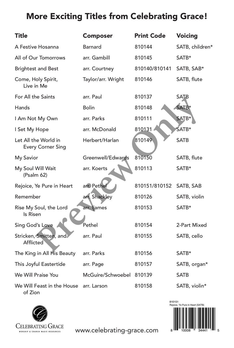 Rejoice, Ye Pure in Heart SATB 4-Part scores gallery preview page 6