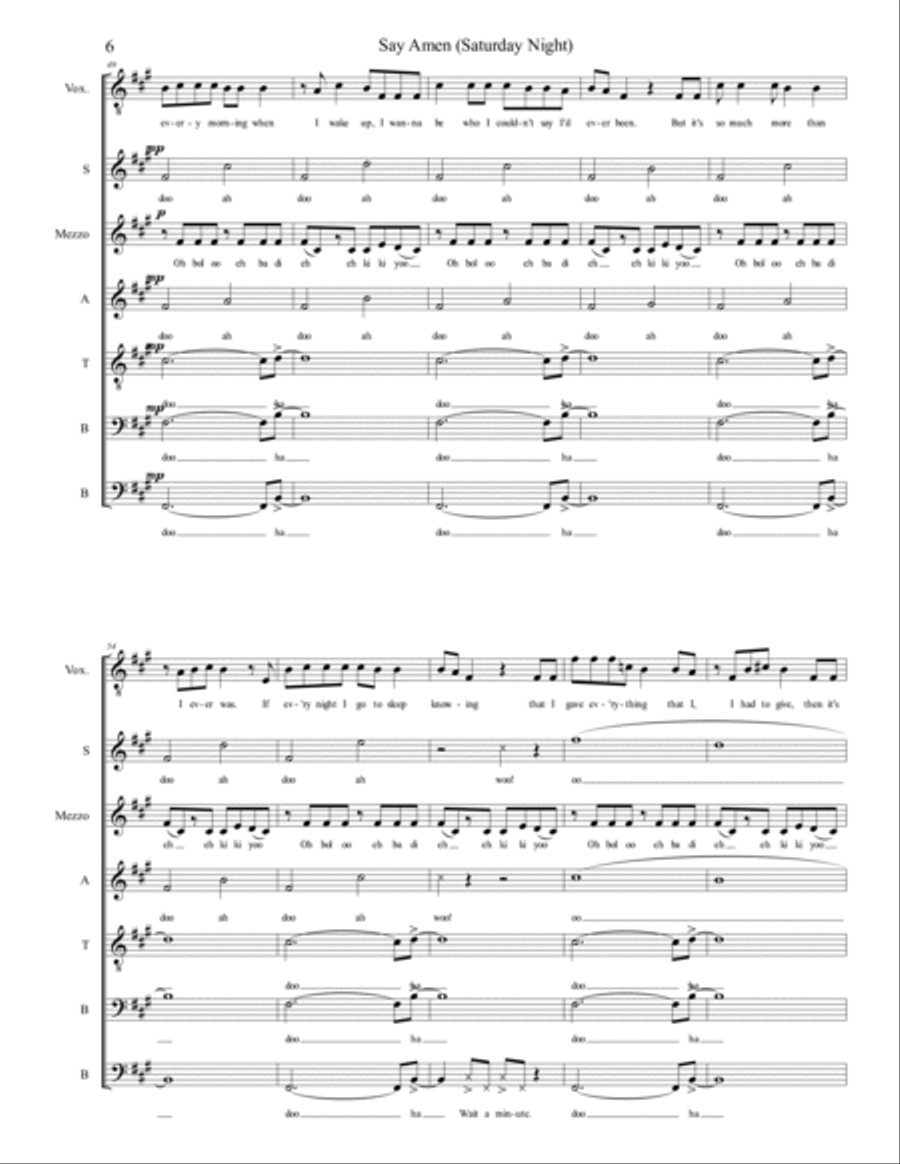 Say Amen (saturday Night) Divisi scores gallery preview page 6