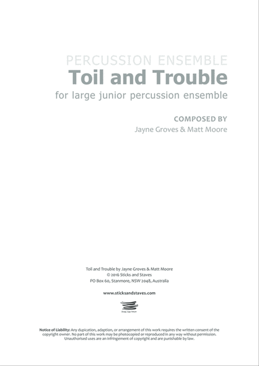 Toil and Trouble Percussion Ensemble scores gallery preview page 1
