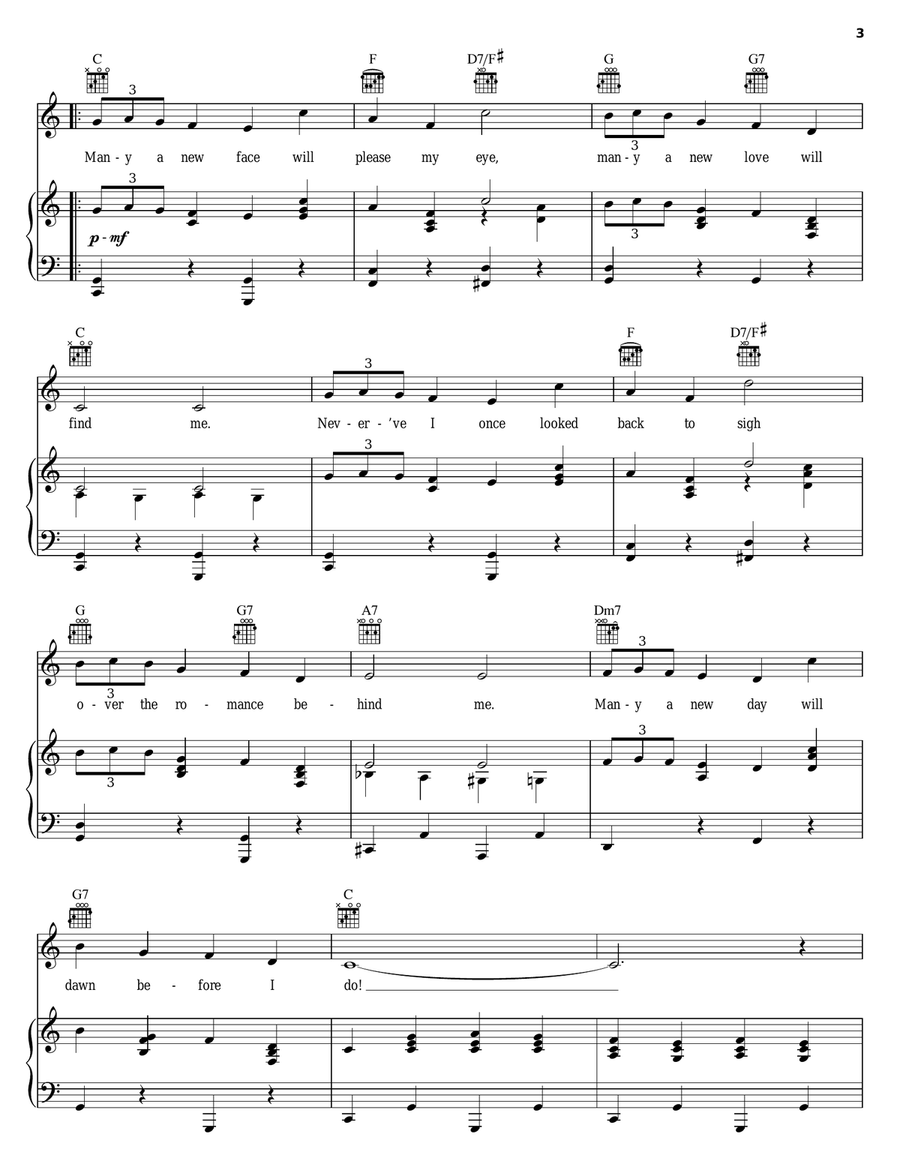 Many A New Day (from Oklahoma!) Piano, Vocal, Guitar scores gallery preview page 3