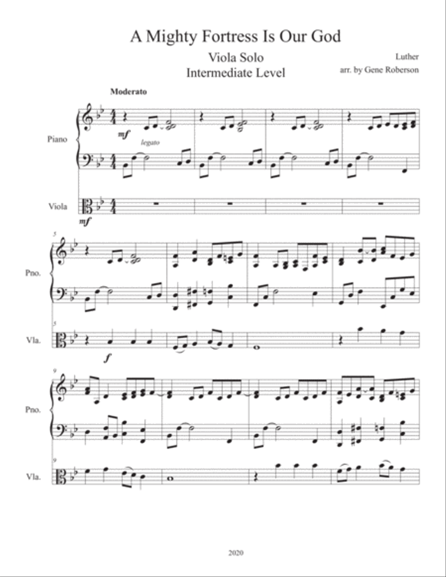 A Mighty Fortress VIOLA Solo Piano scores gallery preview page 2