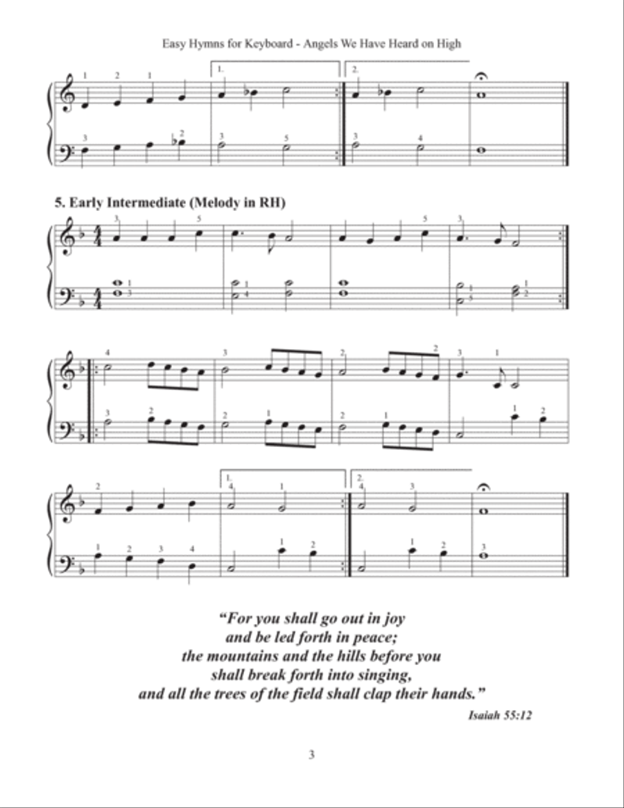 Angels We Have Heard on High (Easy Hymns for Keyboard) Piano Method scores gallery preview page 5