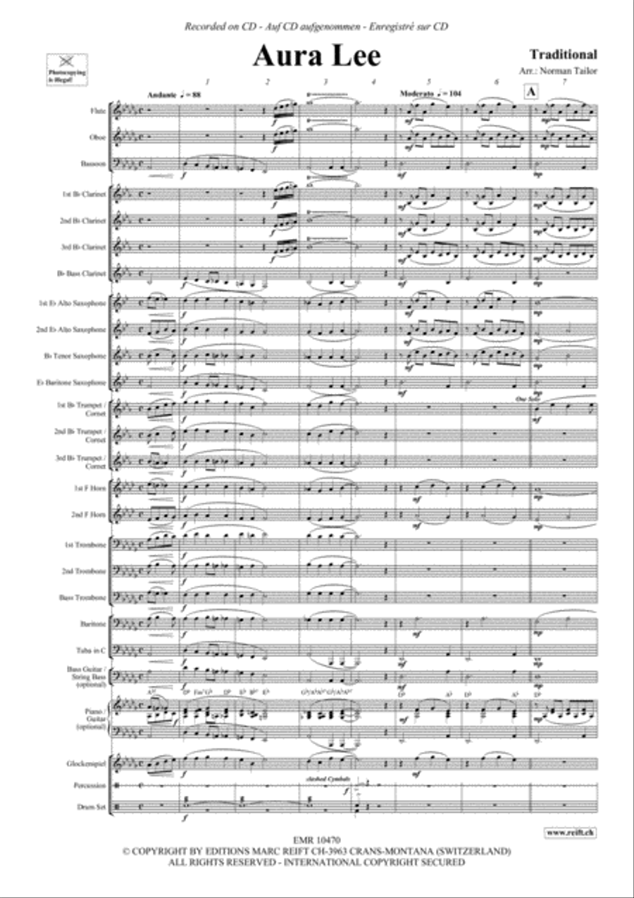 Aura Lee Aura Lee Concert Band scores gallery preview page 4