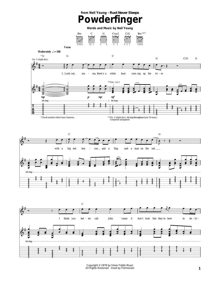 Powderfinger Acoustic Guitar scores gallery preview page 1