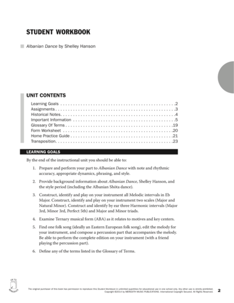 Guides to Band Masterworks, Vol. 5 - Student Workbook - Albanian Dance Activity Books scores gallery preview page 2