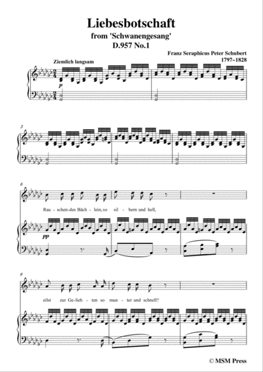 Schubert-Liebesbotschaft,from 'Schwanengesang(Swan Song)',D.957 No.1,in G flat Major Voice scores gallery preview page 3