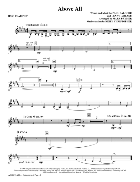 Above All (arr. Mark Brymer) - Bass Clarinet