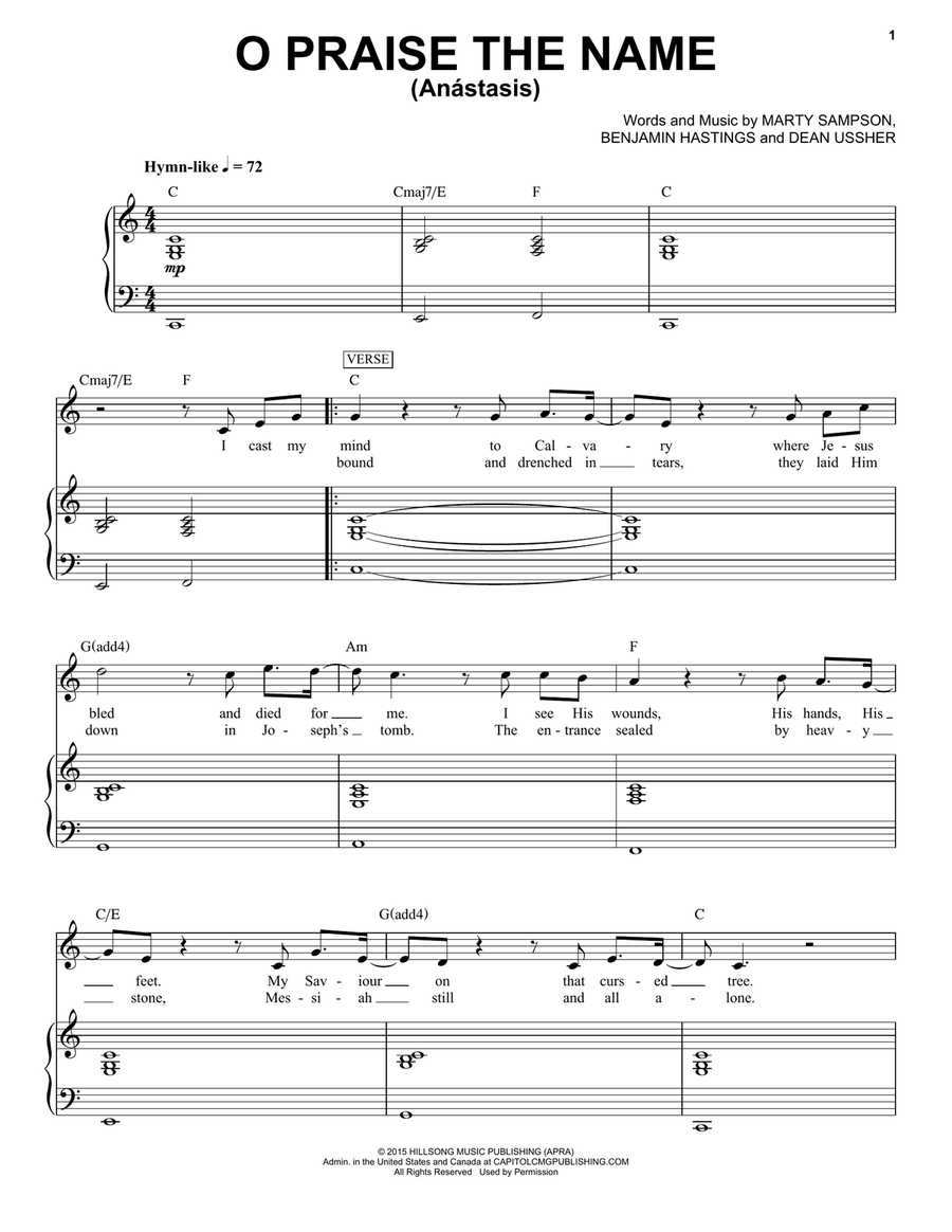 O Praise The Name (Anastasis) Voice scores gallery preview page 1