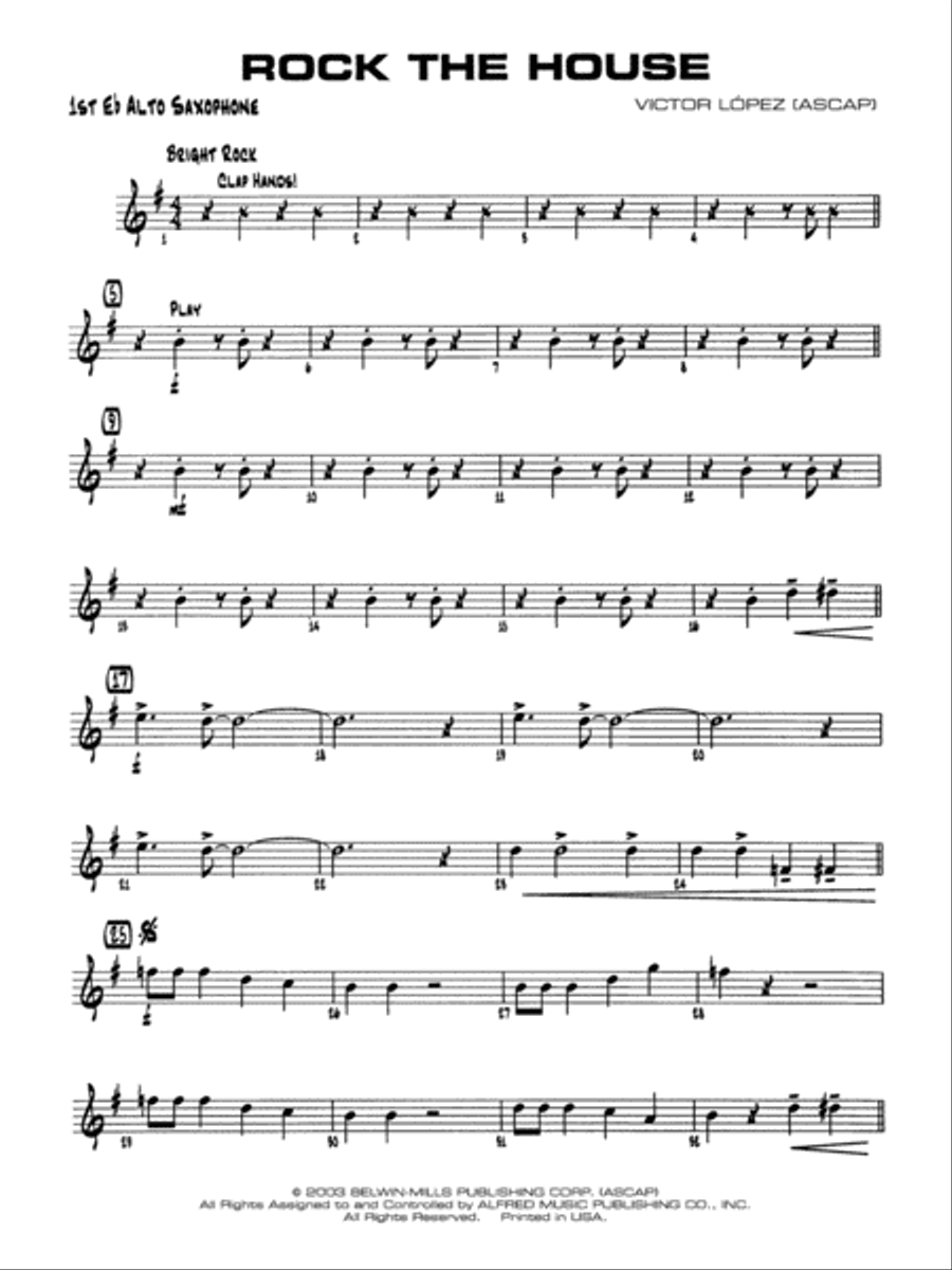Rock the House: E-flat Alto Saxophone Jazz Ensemble scores gallery preview page 1