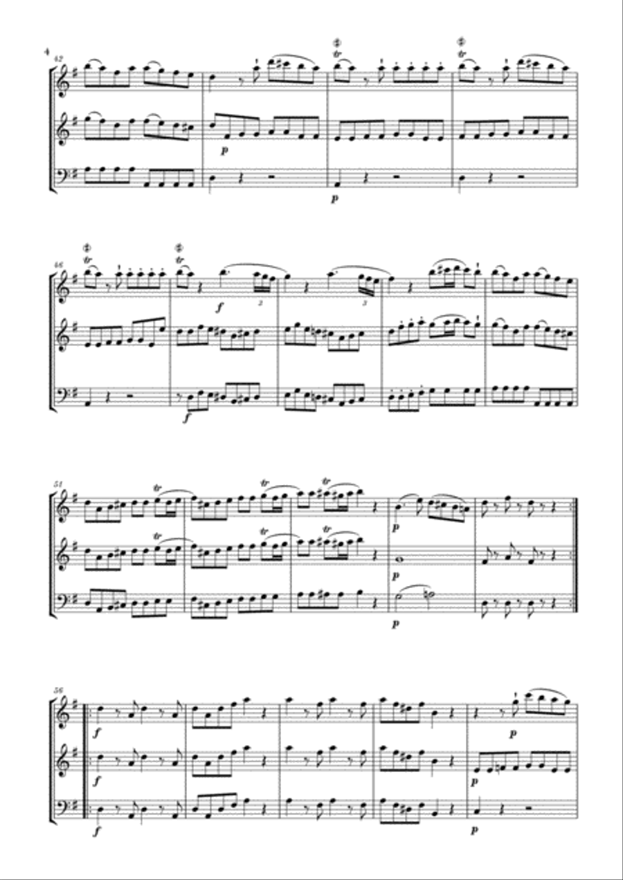 Eine Kleine Nachtmusik for 2 Flutes and Cello Woodwind Trio scores gallery preview page 4