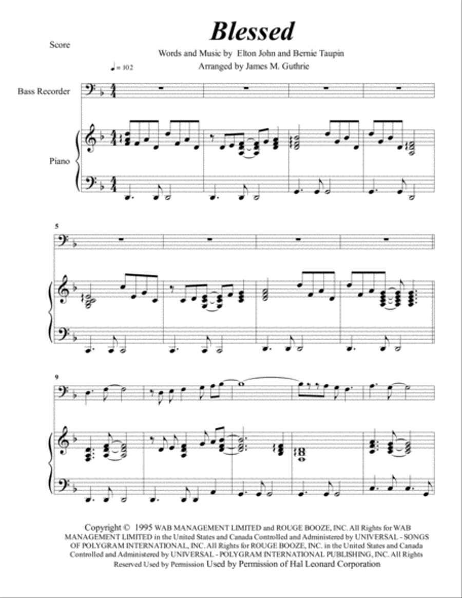 Blessed Bass Recorder scores gallery preview page 1