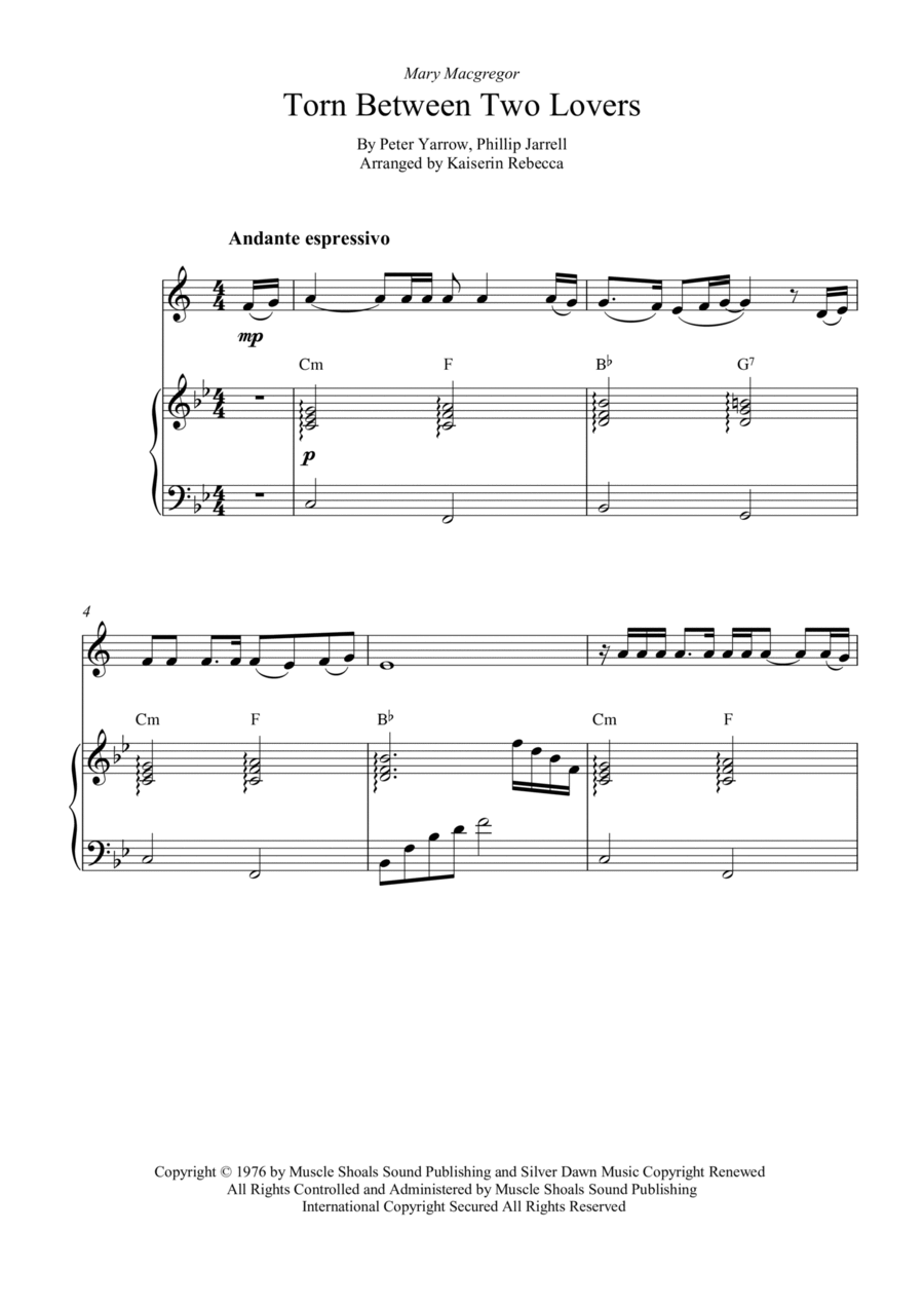 Torn Between Two Lovers B-Flat Trumpet scores gallery preview page 1
