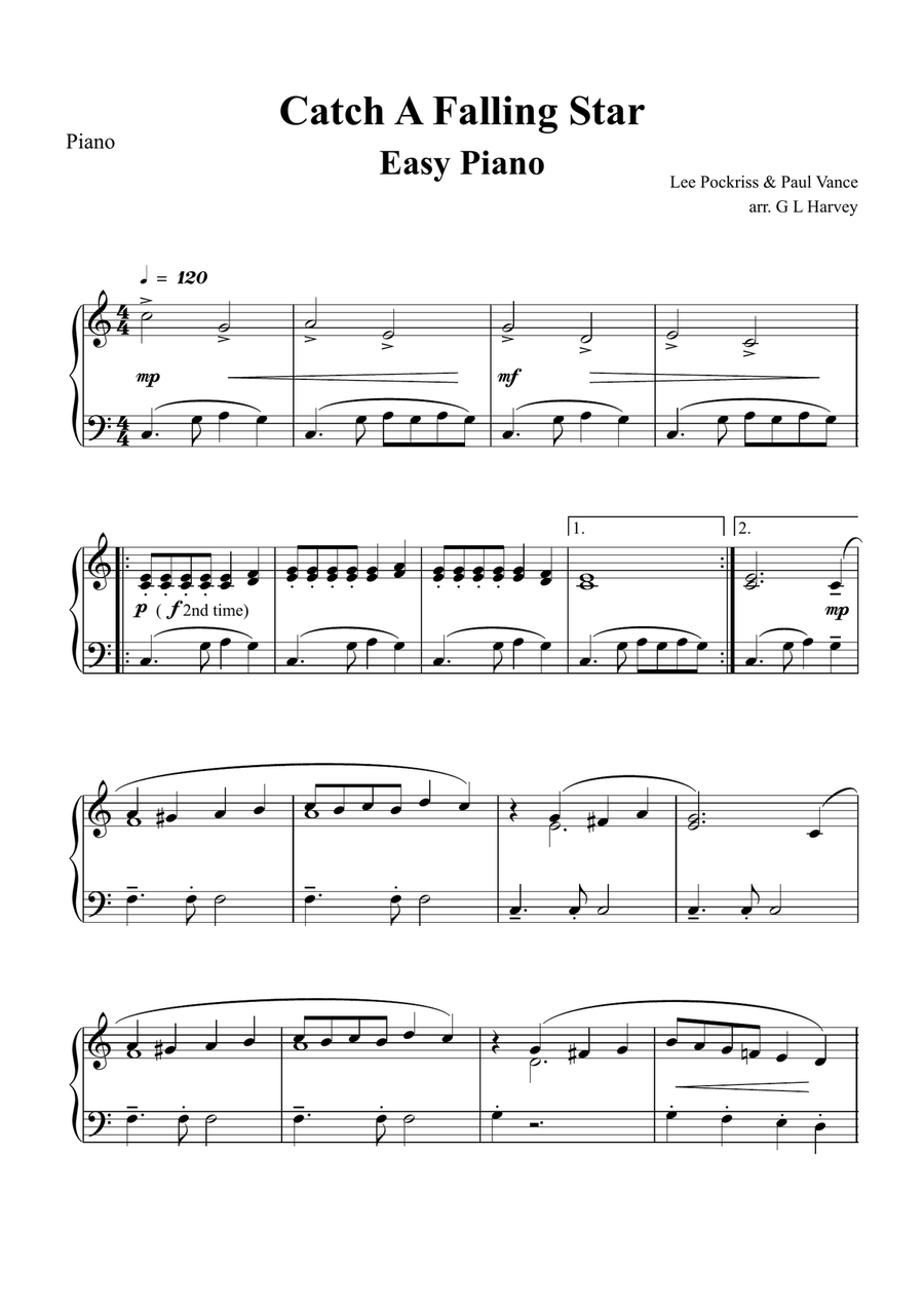 Catch A Falling Star Easy Piano scores gallery preview page 2