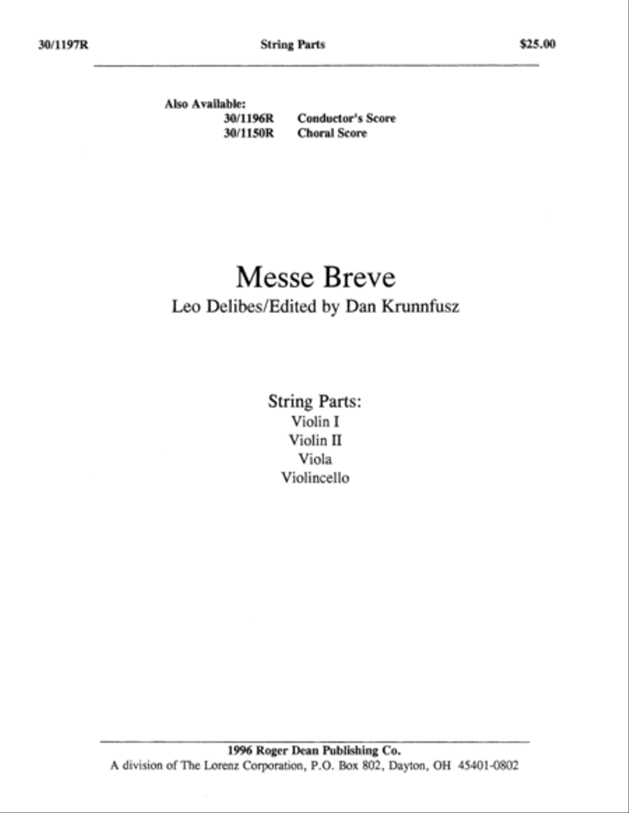 Messe Brève - String Parts String Orchestra scores gallery preview page 1