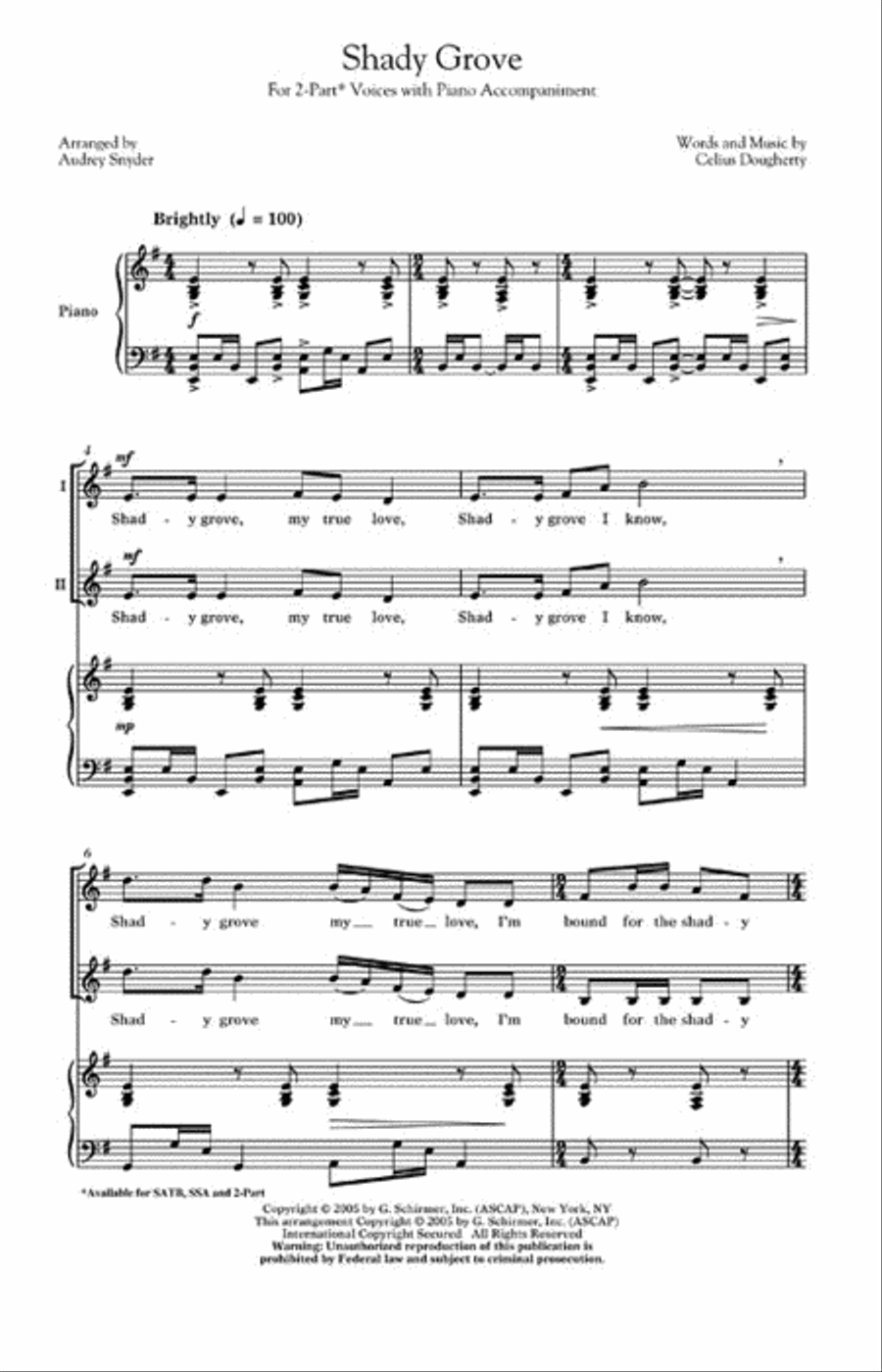 Shady Grove 2-Part scores gallery preview page 2