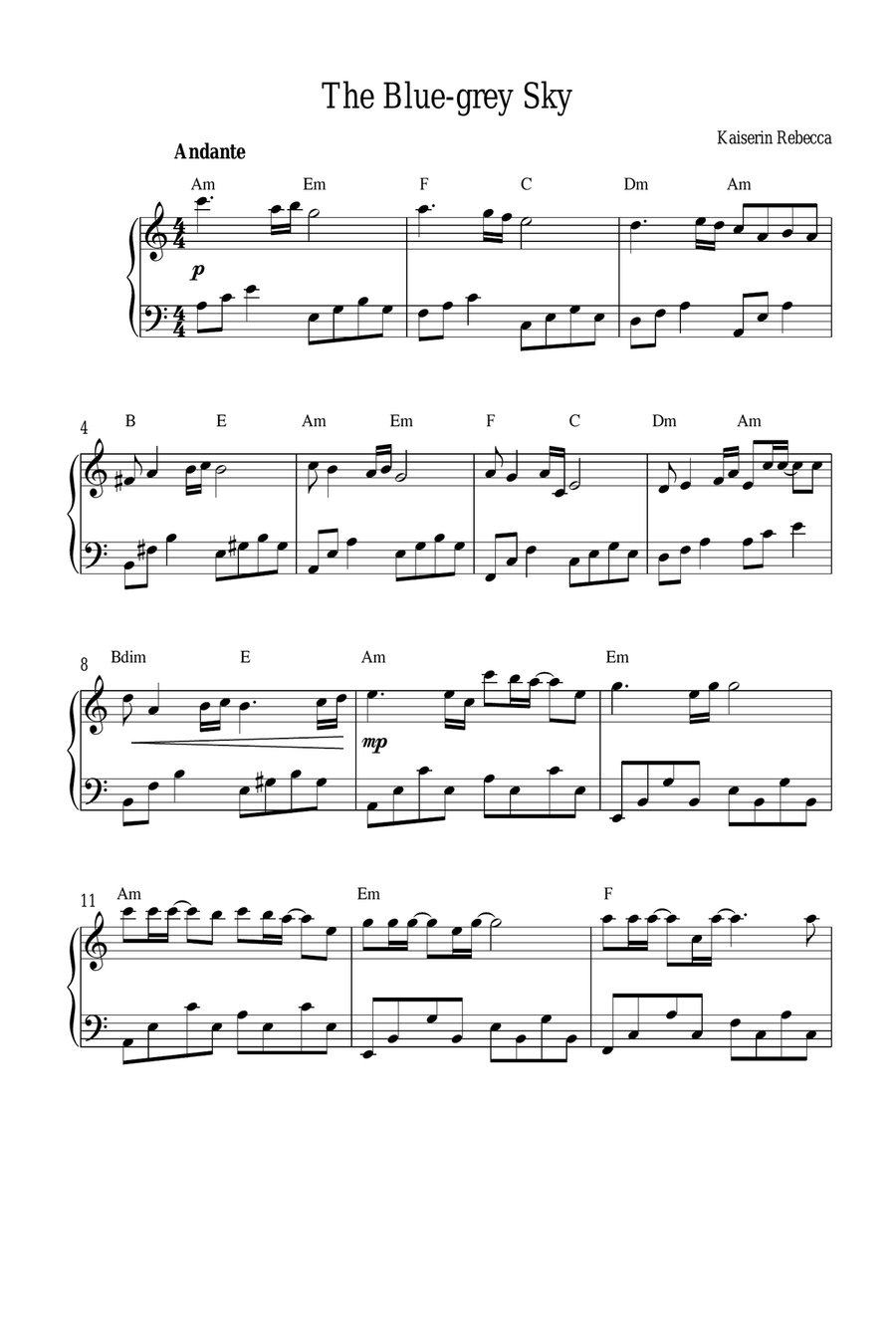 The Blue-grey Sky The Blue-grey Sky Piano Method scores gallery preview page 1