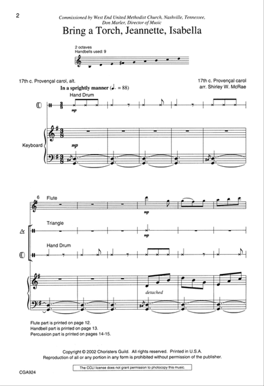 Bring a Torch, Jeannette, Isabella (Two-part) Unison Choir scores gallery preview page 2