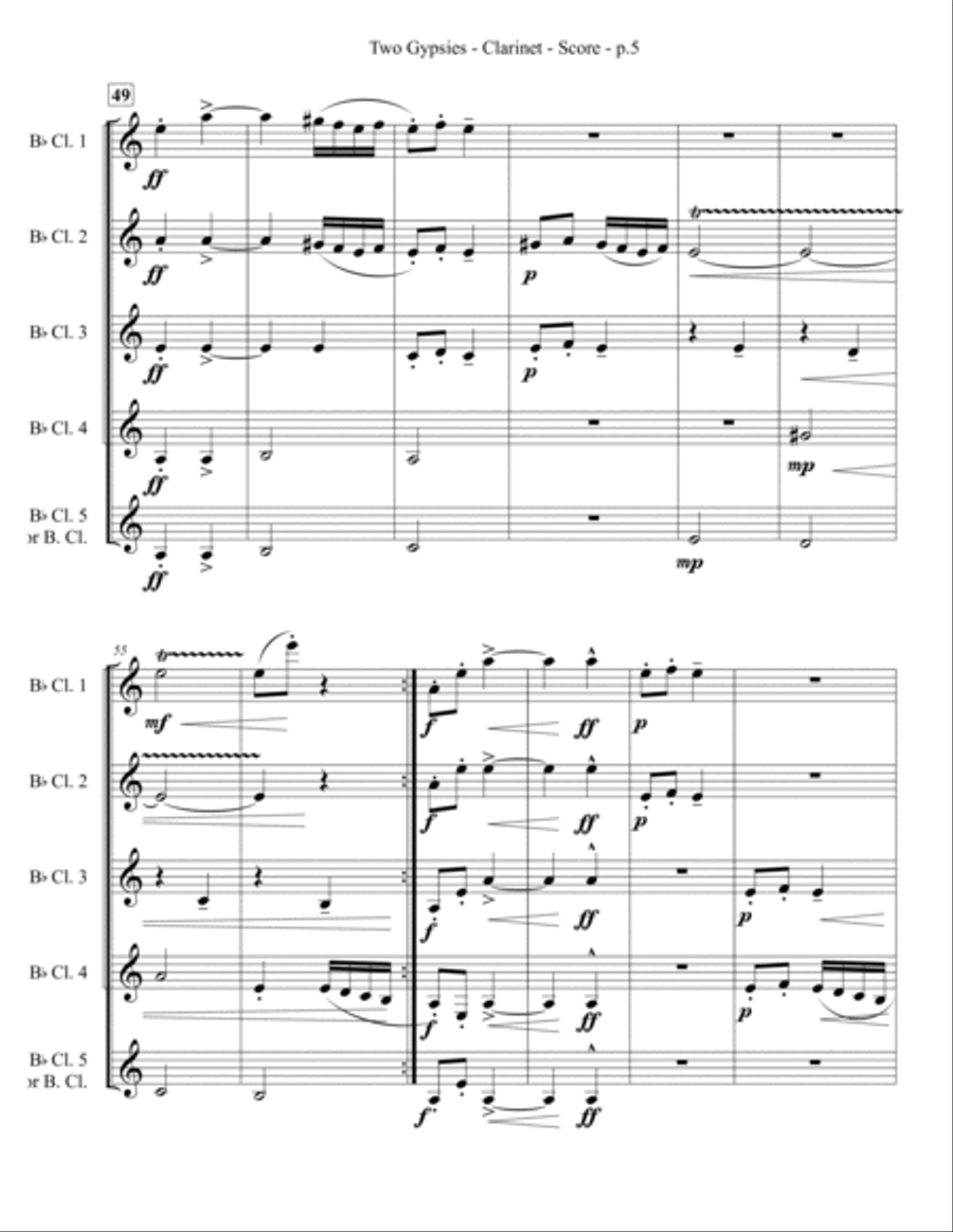 Two Gypsies - Clarinet Quintet/Ensemble Clarinet Quintet scores gallery preview page 6