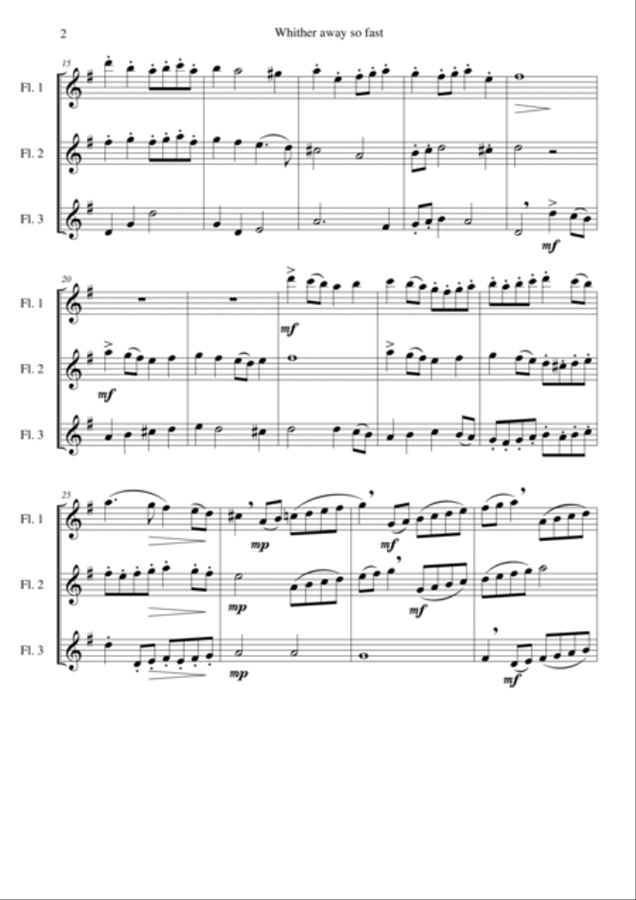 Whither away so fast for flute trio (3 C flutes) Flute Trio scores gallery preview page 2