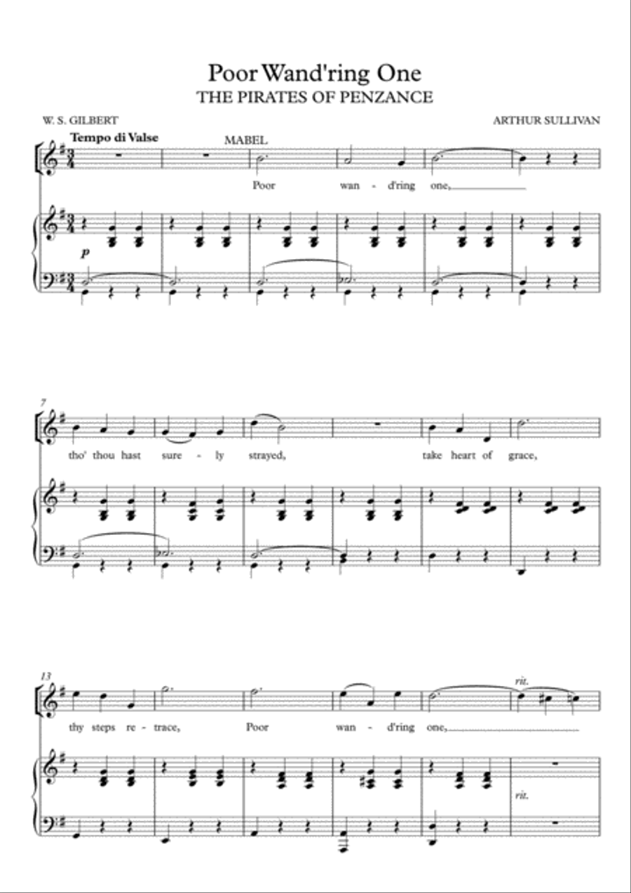 Poor Wand'ring One - The Pirates of Penzance (G Major) Soprano Voice scores gallery preview page 2