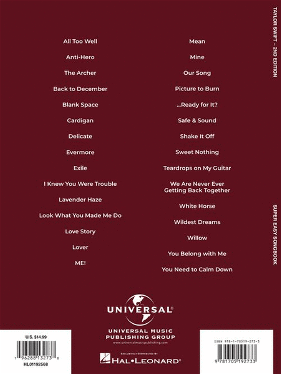 Taylor Swift – Super Easy Songbook – 2nd Edition Easy Piano scores gallery preview page 7