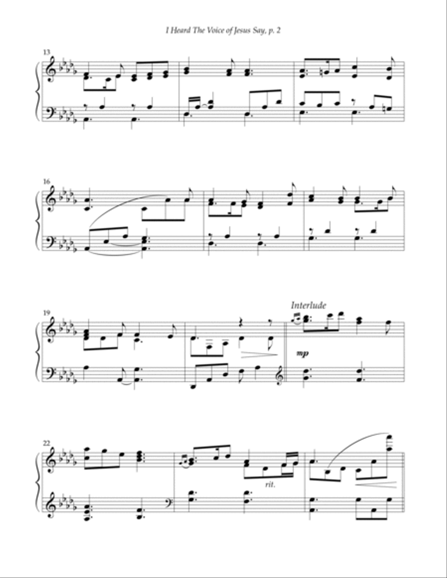 I Heard The Voice Of Jesus Say Piano Solo scores gallery preview page 2