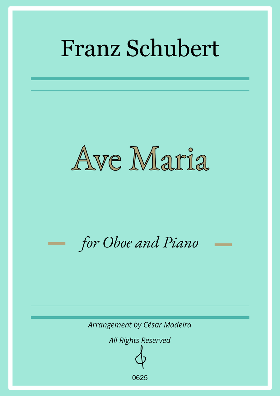 Ave Maria by Schubert - Oboe and Piano (Full Score and Parts) Piano scores gallery preview page 1