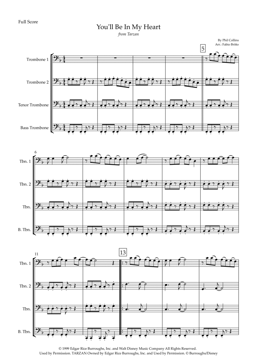 You'll Be In My Heart Brass Ensemble scores gallery preview page 1