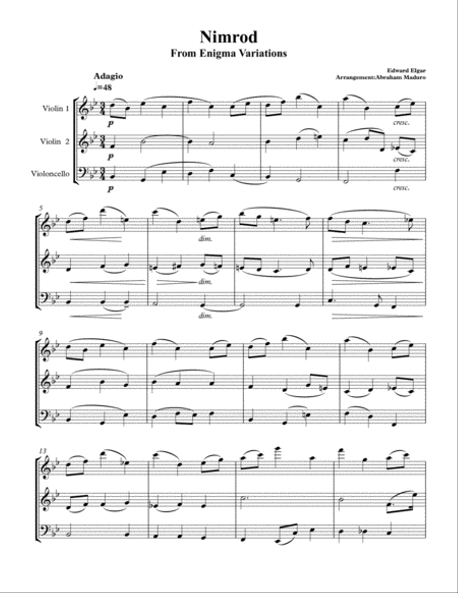 Nimrod Two Violins and Cello Trio-Two Tonalities Included String Trio scores gallery preview page 2