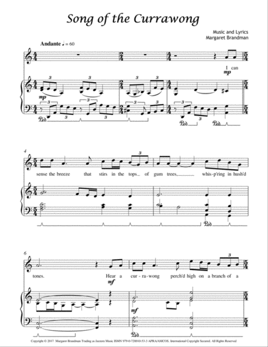 Song of the Currawong Medium Voice scores gallery preview page 2