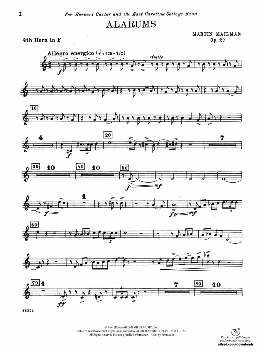 Alarums, Op. 27: 4th F Horn
