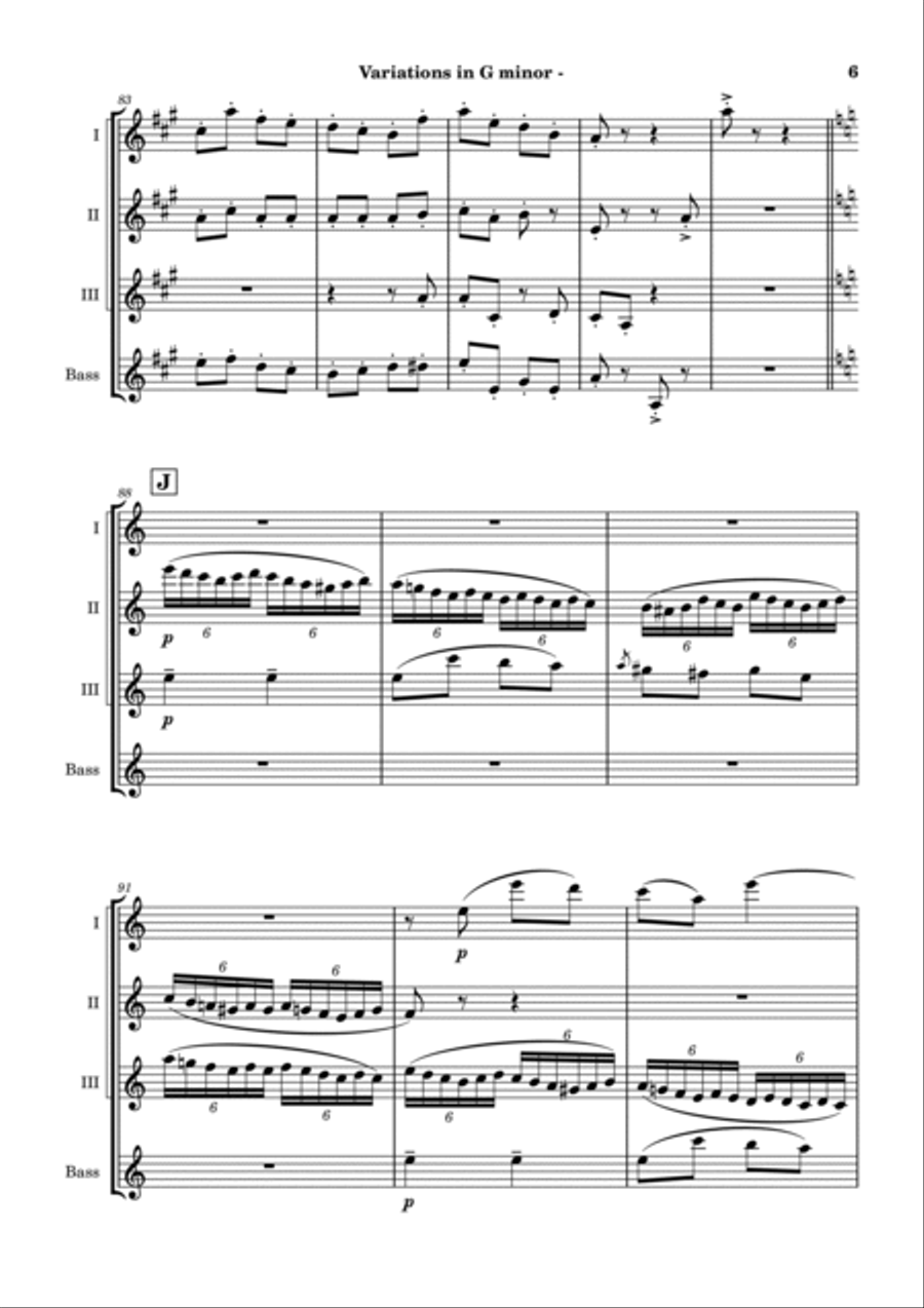 Variations in G minor (Clarinet Quartet) Clarinet Quartet scores gallery preview page 6