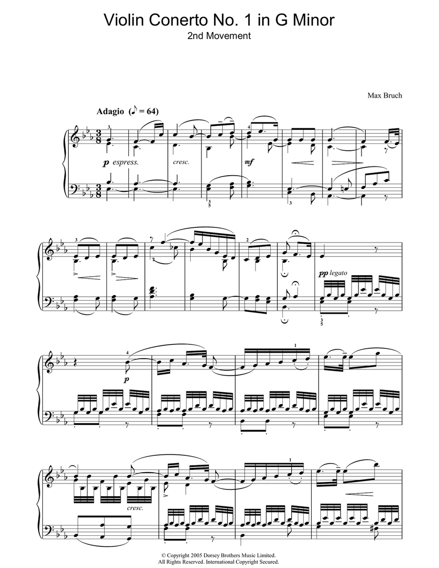 Violin Concerto No.1 In G Minor (2nd Movement) Violin Solo scores gallery preview page 1