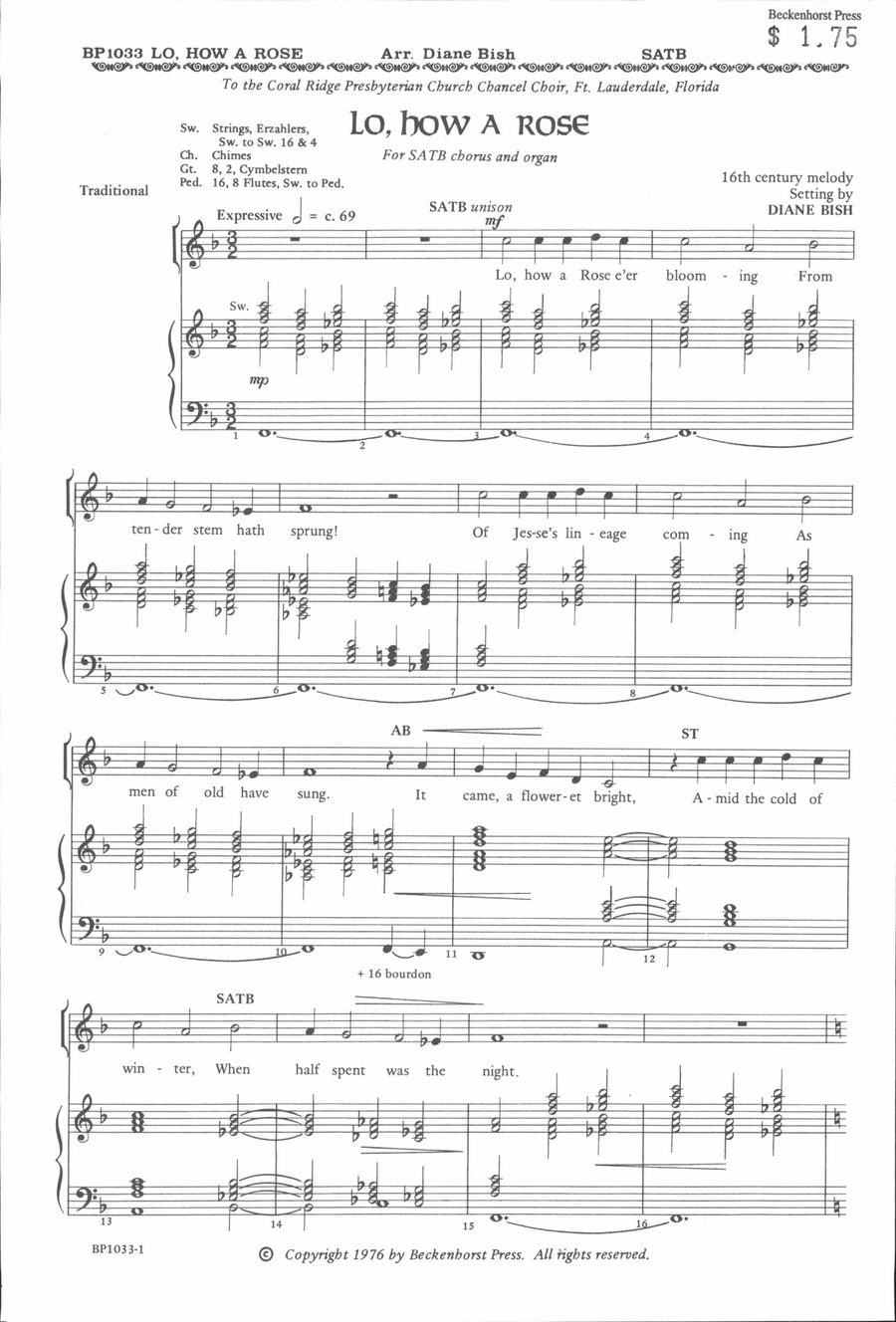Lo, How a Rose - Bish 4-Part scores gallery preview page 2