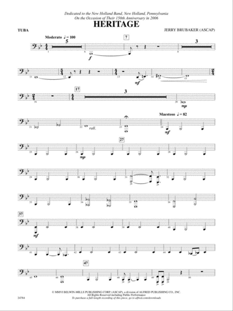 Heritage: Tuba Concert Band scores gallery preview page 1