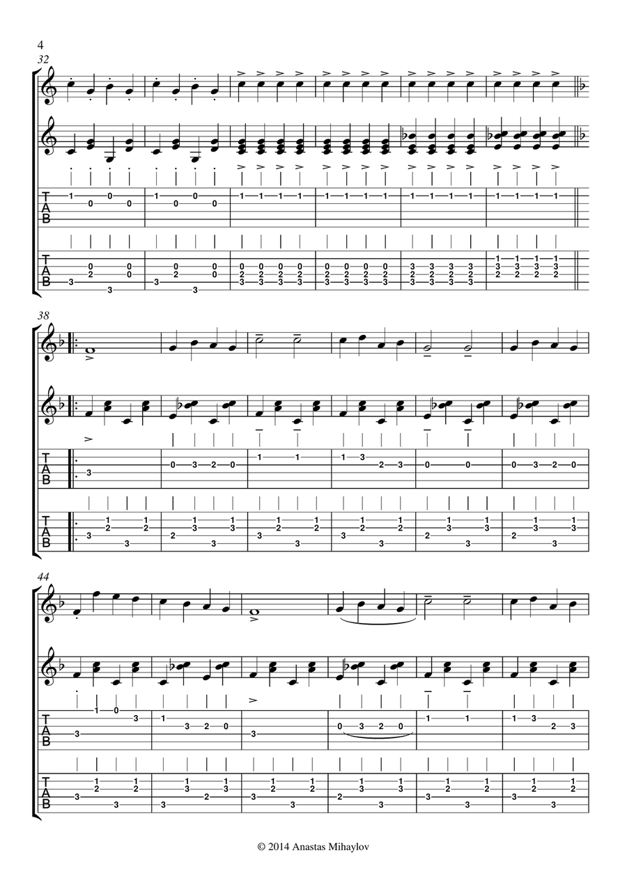 Can Can (Guitar duo) plus tabs Classical Guitar scores gallery preview page 4