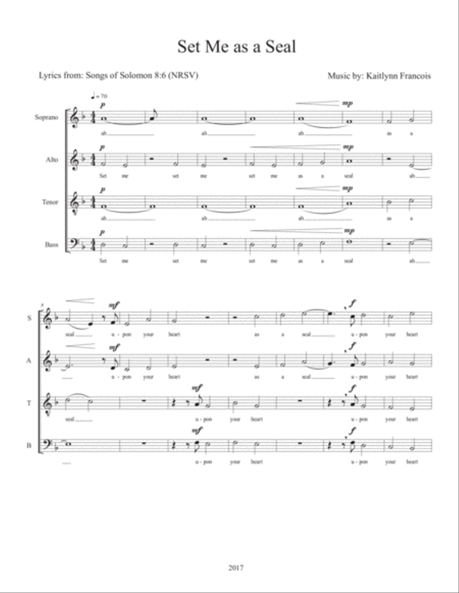 Set Me as a Seal 4-Part scores gallery preview page 1