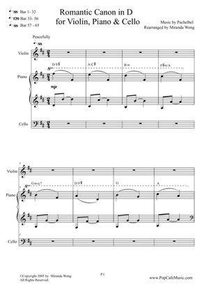 Romantic Canon in D for Violin, Piano & Cello