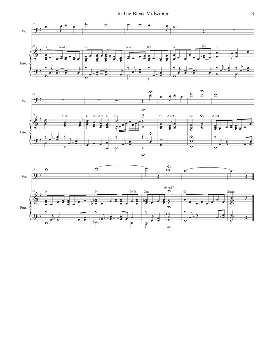 In The Bleak Midwinter (Cello solo and Piano) Piano scores gallery preview page 3