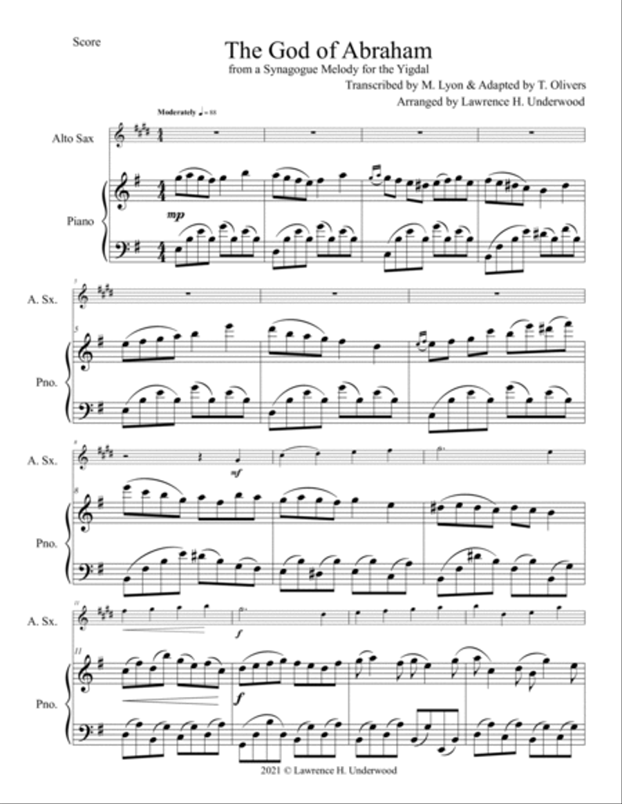 God of Abraham for Alto Saxophone Alto Saxophone scores gallery preview page 2