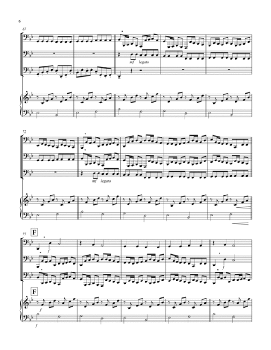 Canon (Pachelbel) (Bb) (Tuba Trio, Keyboard) Brass Trio scores gallery preview page 6