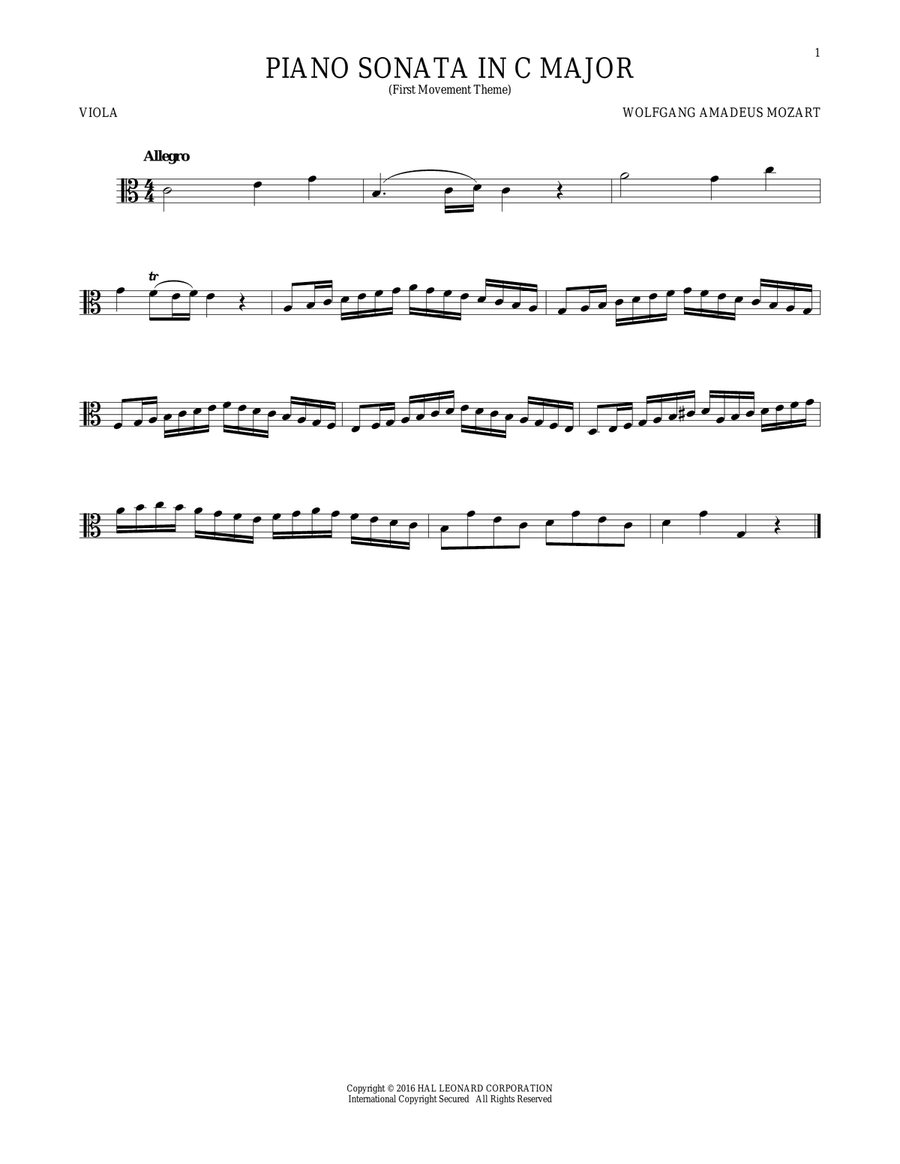 Piano Sonata In C Major Piano scores gallery preview page 1