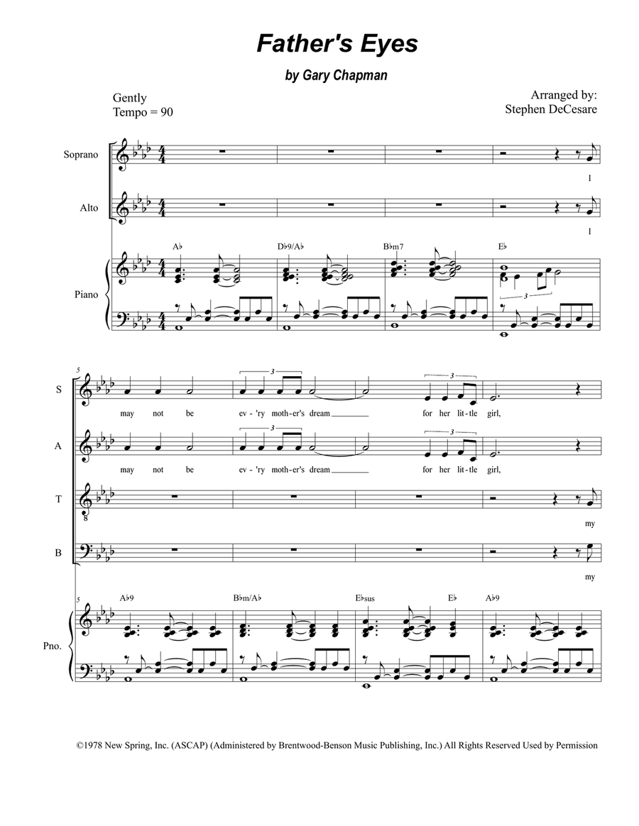 Father's Eyes 4-Part scores gallery preview page 1