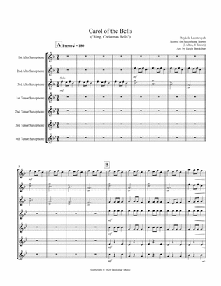 Carol of the Bells (F min) (Saxophone Septet - 3 Alto, 4 Ten)