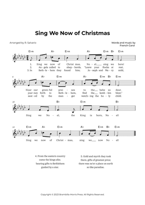Sing We Now of Christmas (Key of E-Flat Minor)