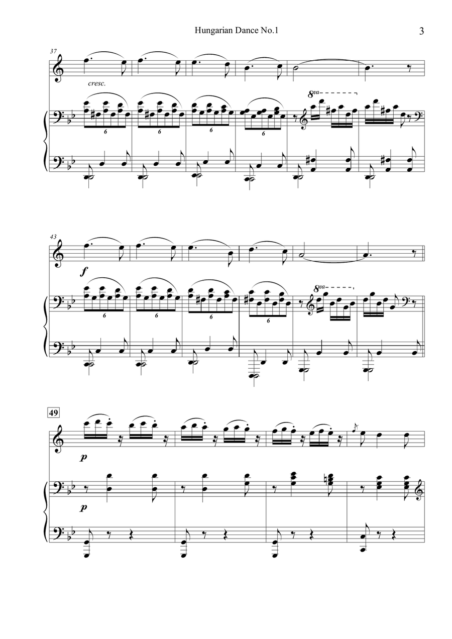 Hungarian Dance.No.1 for Clarinet in Bb and Piano Hungarian Dance.No.1 for Clarinet in Bb and Piano B-Flat Clarinet scores gallery preview page 4
