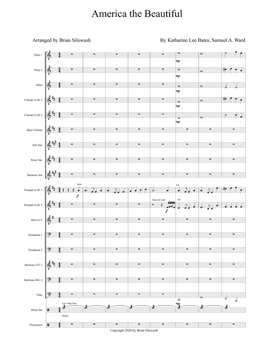 America the Beautiful America the Beautiful Concert Band scores gallery preview page 1