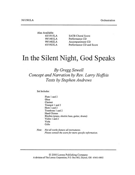 In the Silent Night, God Speaks - Orch