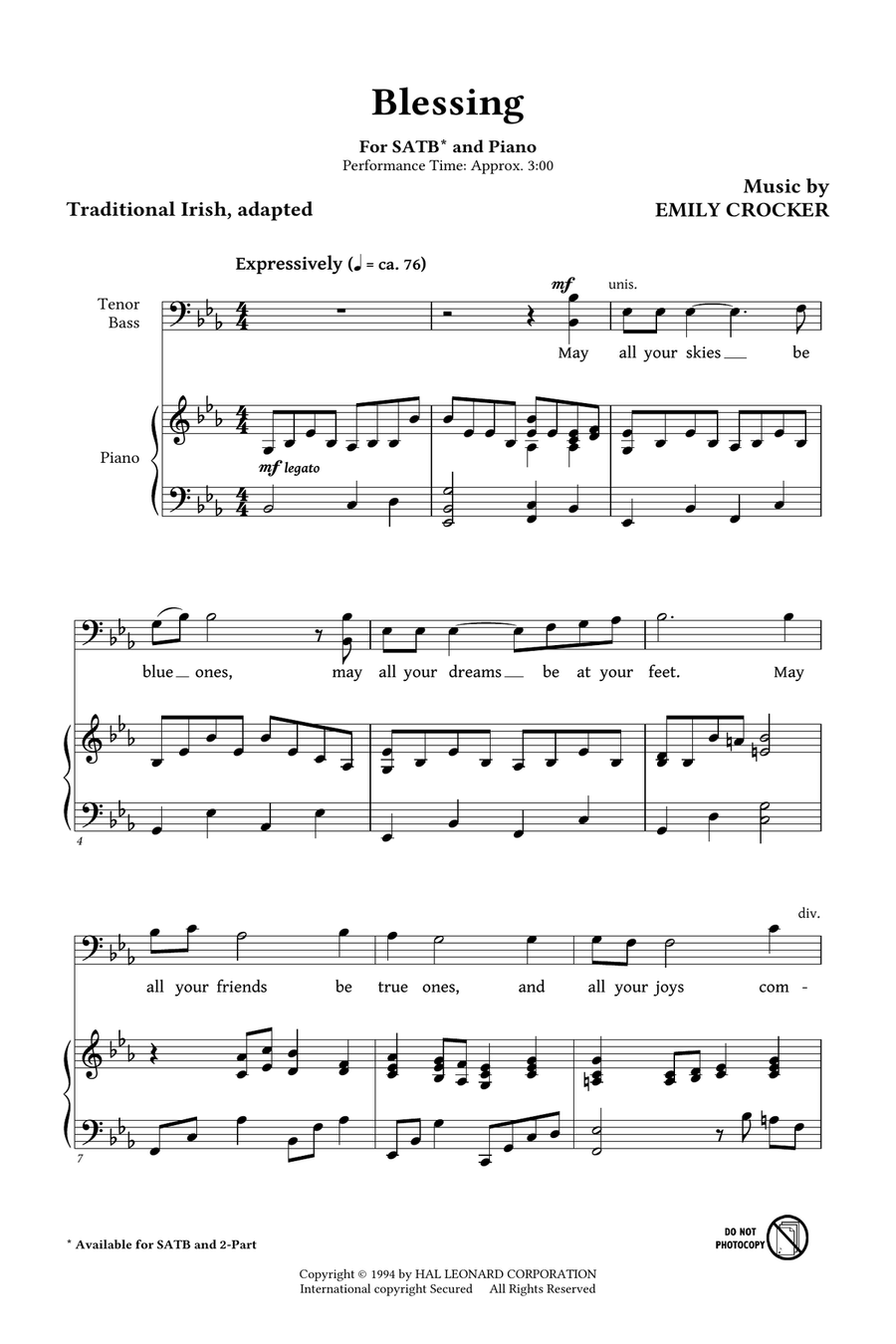 Blessing 4-Part scores gallery preview page 1