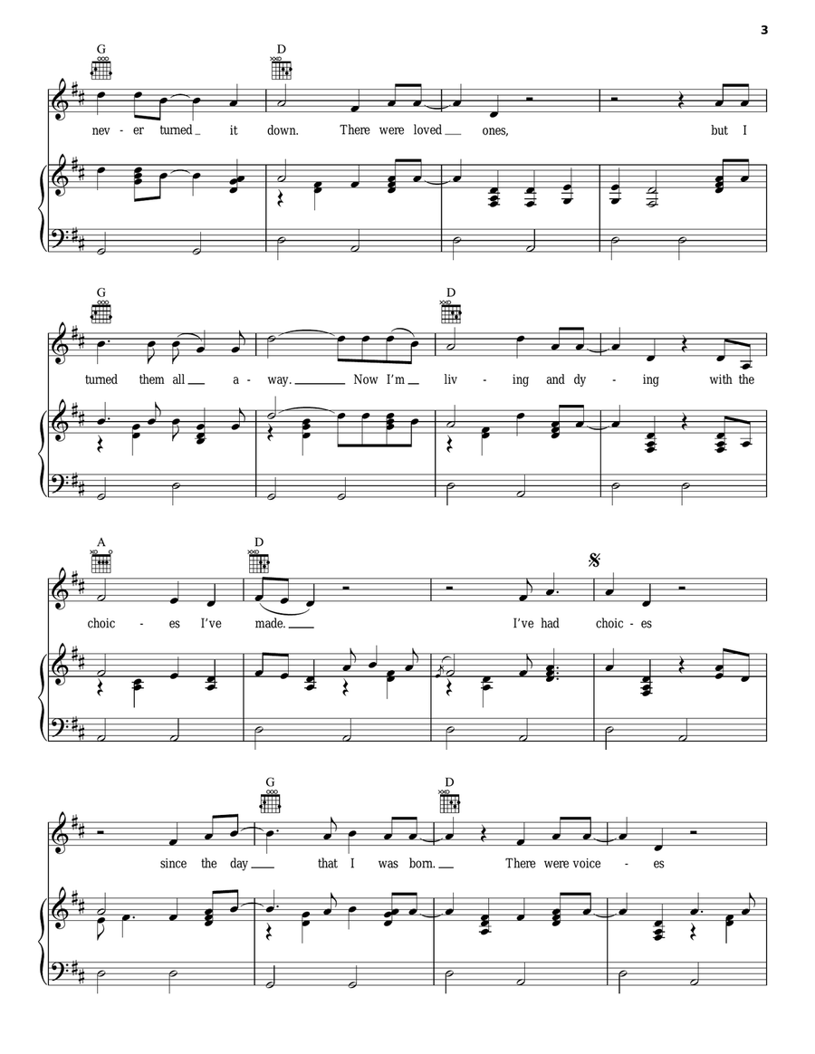 Choices Piano, Vocal, Guitar scores gallery preview page 3